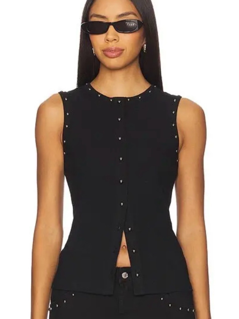 NEVER FULLY DRESSED  Studded Button Tank Medium New